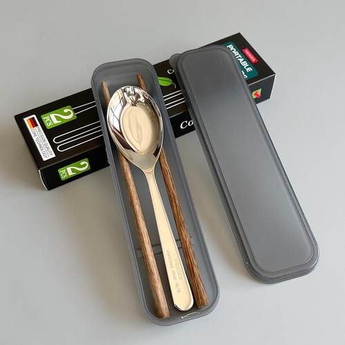 筷子勺子套装不锈钢勺鸡翅木筷子