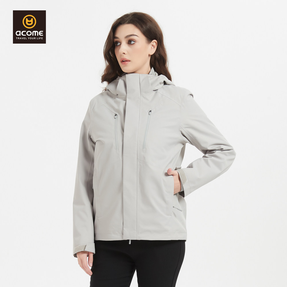 新款女冲锋衣两件套防风防雨户外徒步登山服夹棉内胆秋冬保暖外套