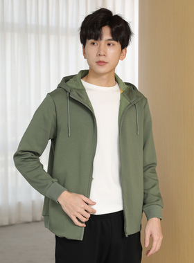 新款阿珂姆连帽卫衣男士休闲运动加绒外套军绿开衫黑色上衣