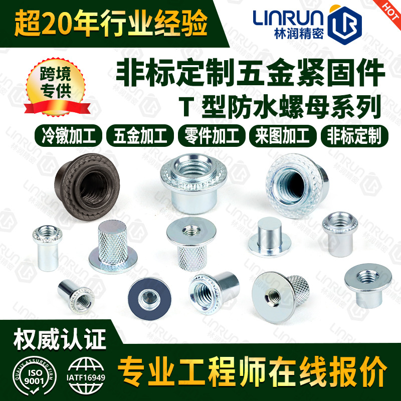 定制T型台阶焊接圆柱螺母T型螺帽铁本色镀锌小衬套轴套冷镦非标件
