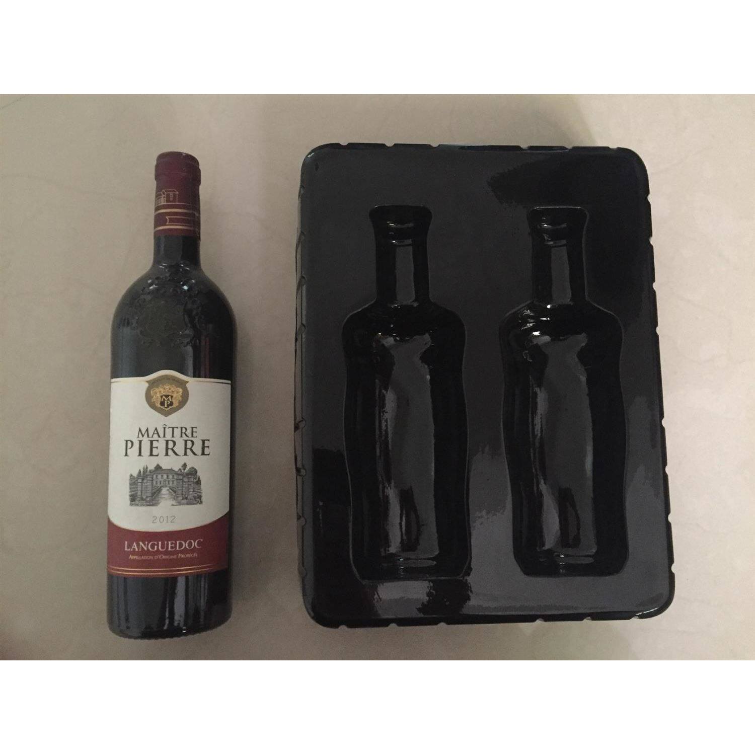 定制红酒pvc包装盒 两瓶装酒底托饮料吸塑内托pet包装盒