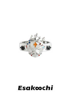 Esakoochi幽灵护士~手工彩绘骷髅头戒指原创设计个性甜酷辣妹指环