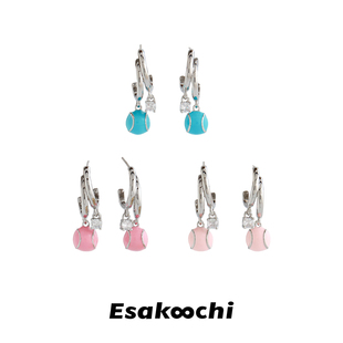 Esakoochi运动少女~原创设计复古港风网球耳环小众高级感耳饰耳钉