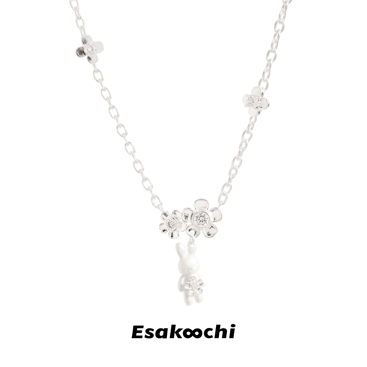 Esakoochi花朵小兔项链可爱少女锁骨链小众设计新年生日礼物,饰品/流行首饰/时尚饰品新,项链,淘宝优惠券,粉丝福利购,淘宝优惠卷