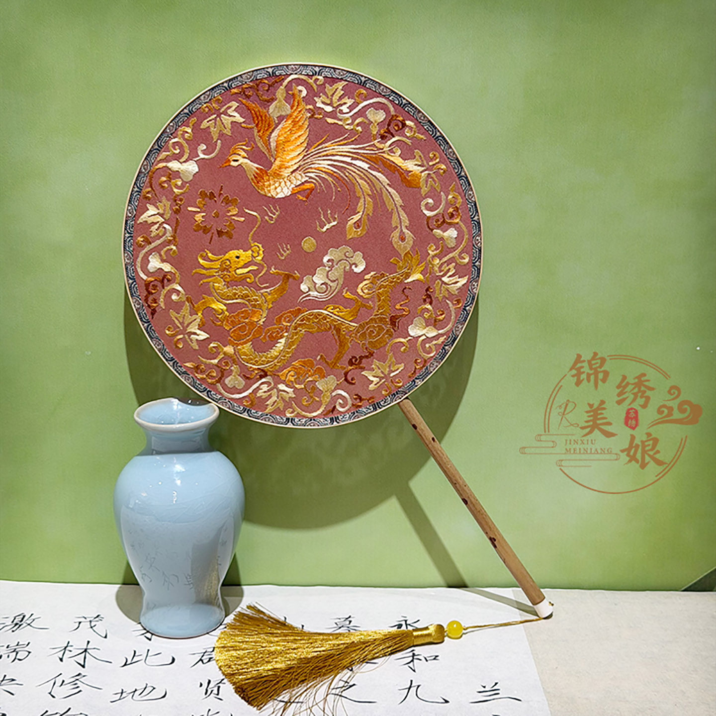 苏绣双面绣湘妃竹扇子刺绣中国风汉服拍照团扇手工非遗舞蹈扇礼品