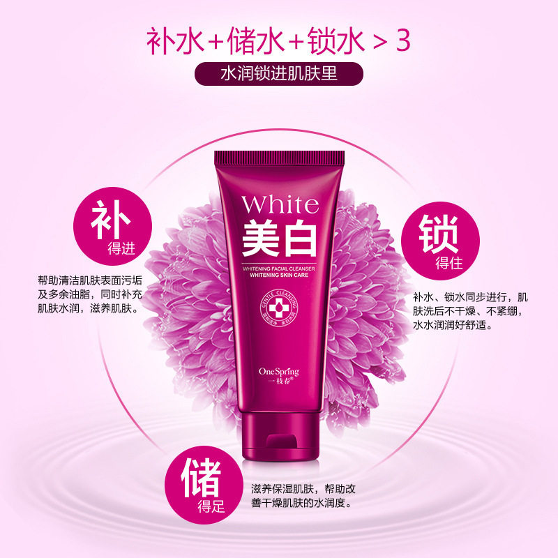 一枝春墨菊美白洁面乳100g洗面奶女土提亮肤色保湿补水控油清洁