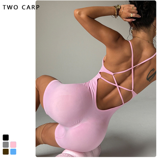 TWO CARP运动瑜伽服蜜桃提臀连体短裤美背速干紧身Yoga Bodysuit