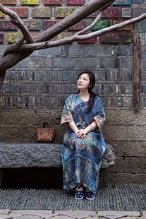 千椿物喜原创苎麻刺绣连衣裙新中式民族风复古文艺宽松袍子袍服