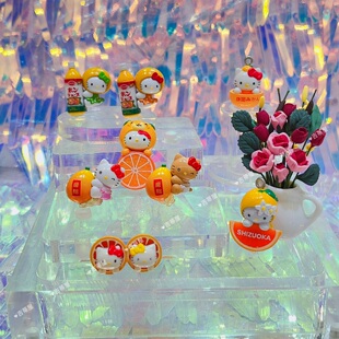 日本正版地域限定 KT凯蒂猫水果 柠檬 橘子匙扣挂件玩偶奶油滴胶