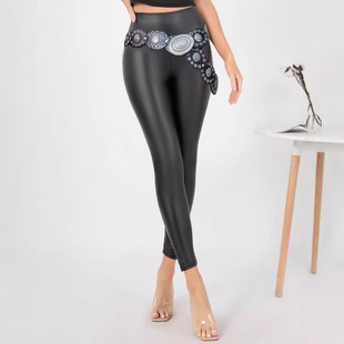 显瘦提臀九分打底裤 欧美性感修身 女 饰皮裤 热销秋冬高腰紧身腰带装