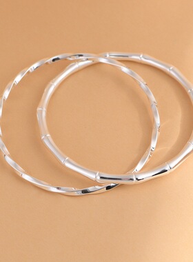 竹节莫比乌斯双圈纯足银简约百搭