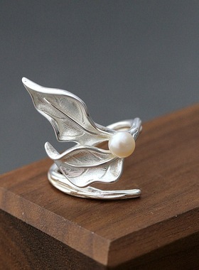 S925纯银天然淡水珍珠戒指