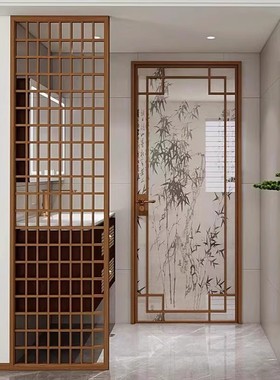 宋氏美学卫生间厕所门2025新款阳台浴室洗手间门中古风玻璃平开门