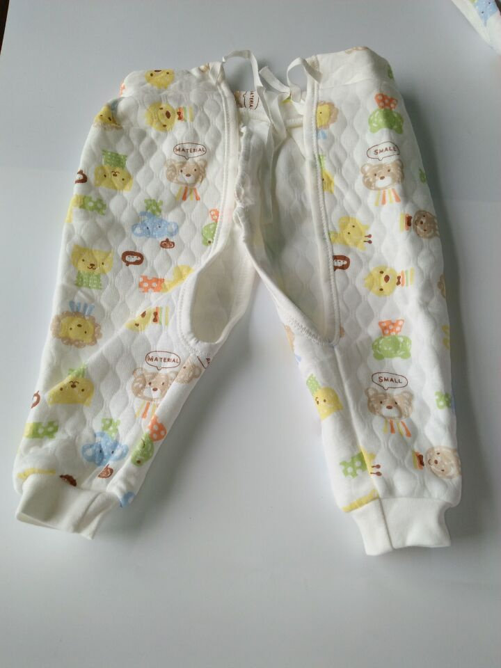 SMALL MATERIAL: NEWBORN HOME CLOTHES CONTRACT SET COTTON WARM BABY LACE-UP UNDERWEAR SET PAJAMA COVER OPEN CROTCH PANTS