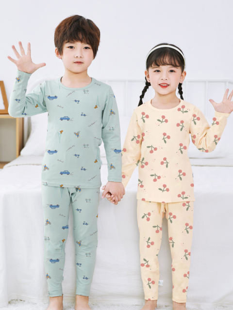 LITTLE GREEN DRAGON PLUS KIDS KIDS SPRING AND AUTUMN LYCRA COTTON UNDERWEAR SET ORIGINAL CARTOON HOME CLOTHING AUTUMN CLOTHES AND PANTS