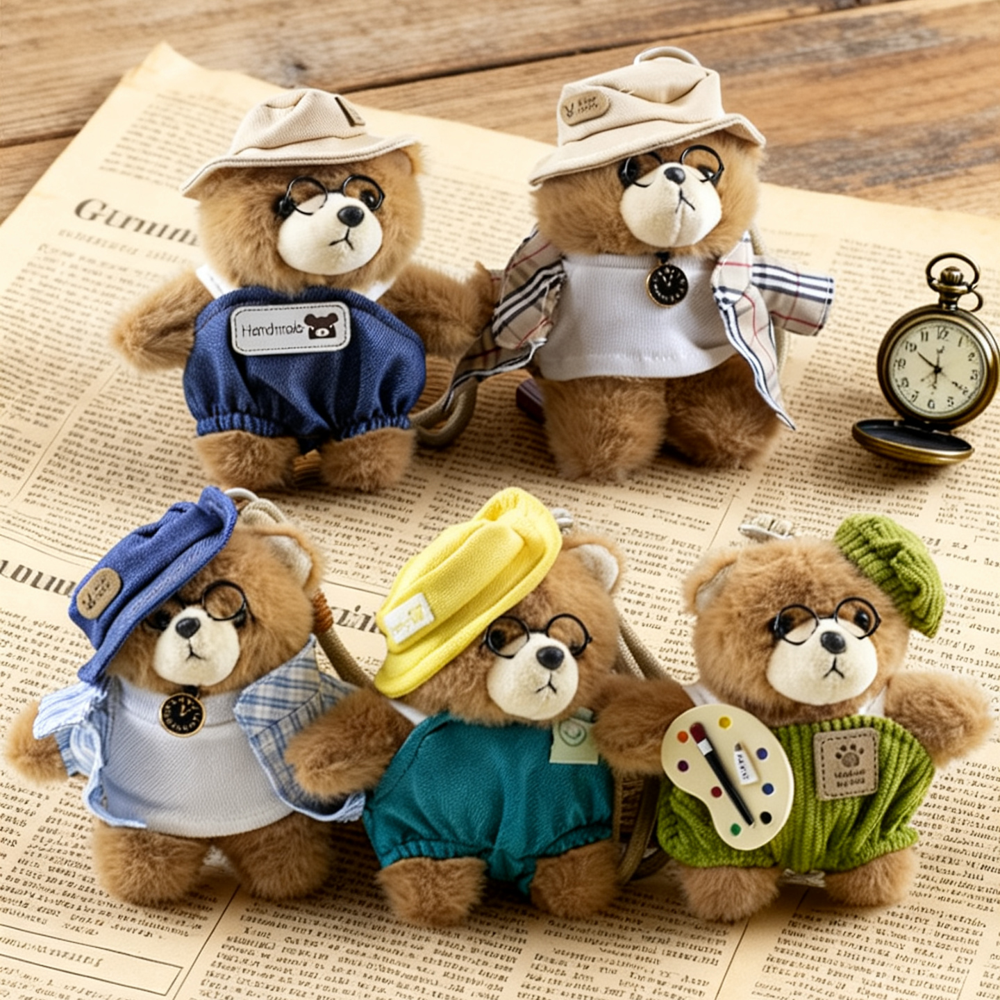 复古穿搭小熊挂件公仔车载尾部