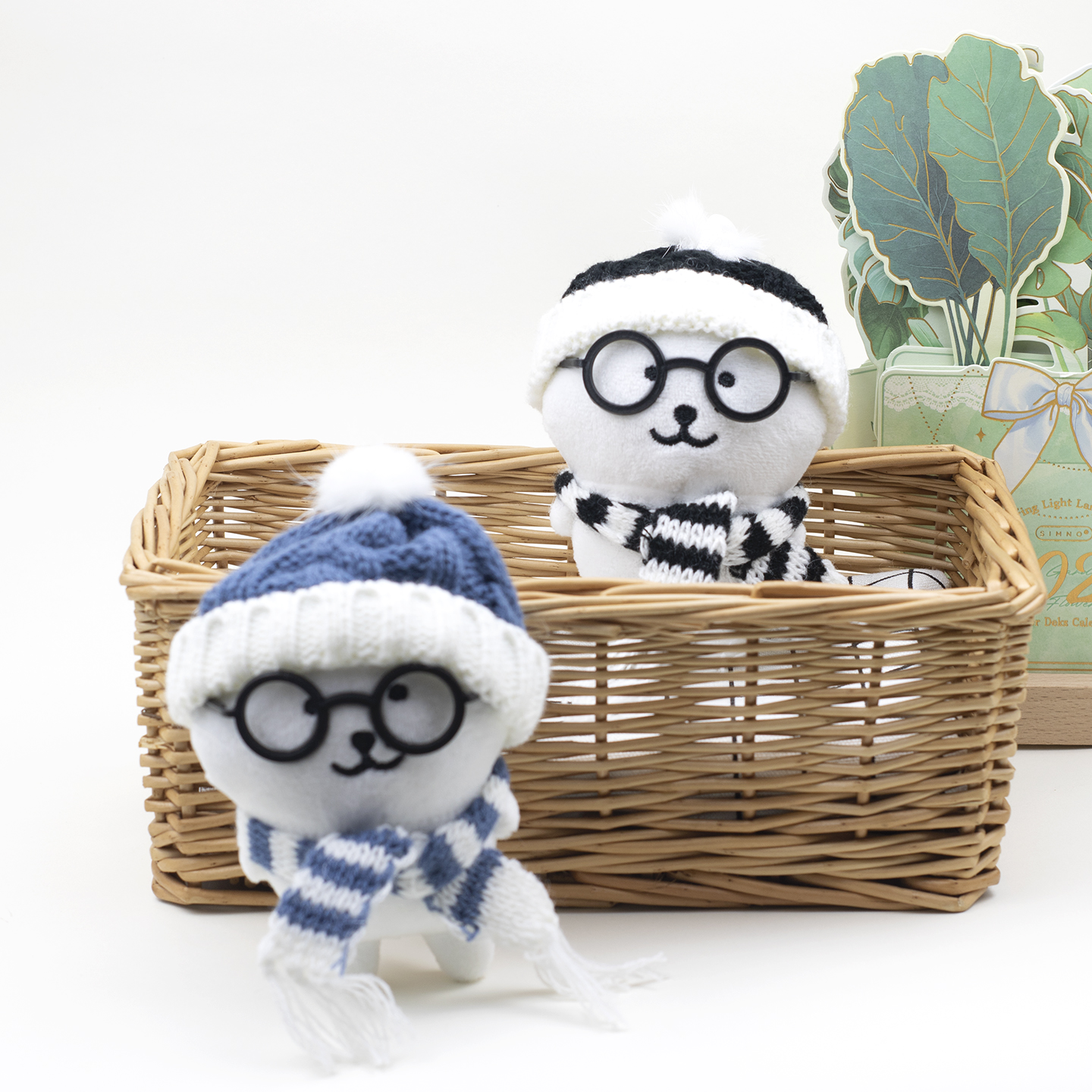 自嘲熊挂件蓝色毛线围巾钥匙扣