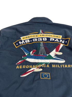 欧美单男士纯棉刺绣衬衫美式休闲空军AM工装衬衣复古飞行长袖外套