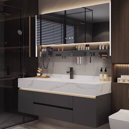 岩板热弯一体盆浴室柜卫生间卫浴