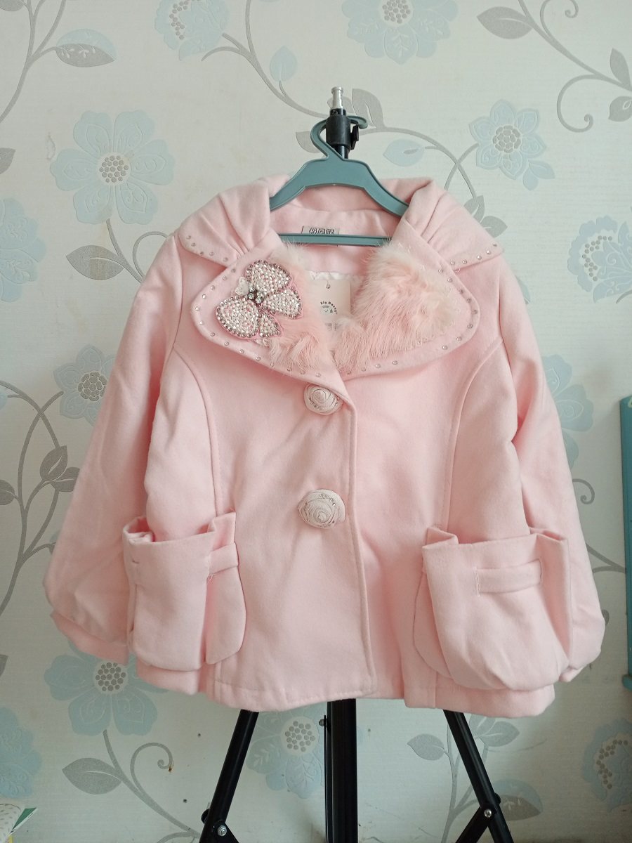 丹尼熊品牌童装库存折扣特卖女童秋冬装款粉色羊毛小西装外套上衣