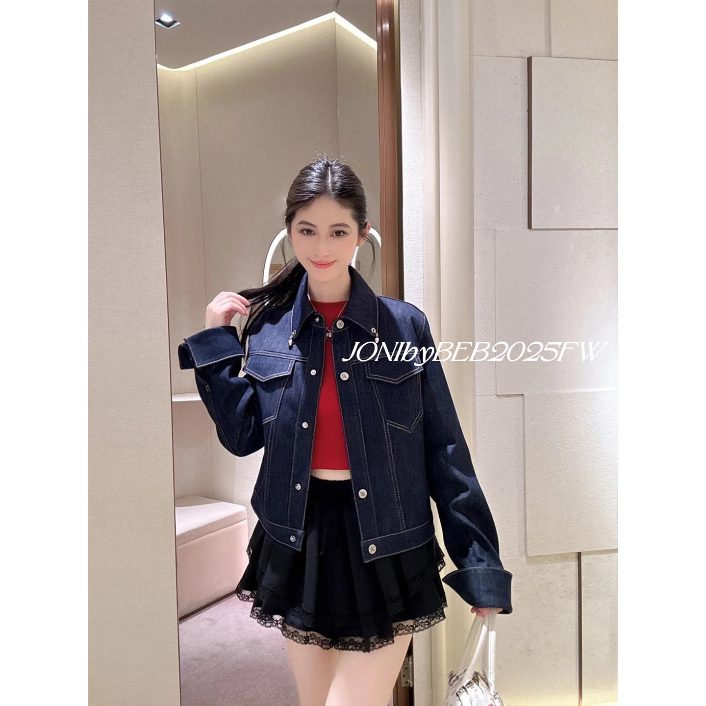 JONIbyBEB 柜线早春幸运苹果定制点缀牛仔外套+牛仔裤系列感套装,女装/女士精品,时尚套装,淘宝优惠券,粉丝福利购,淘宝优惠卷