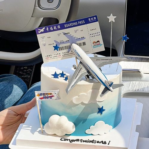 2025毕业季机票飞机蛋糕装饰