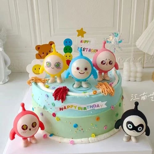 蛋仔卡通蛋糕装饰摆件