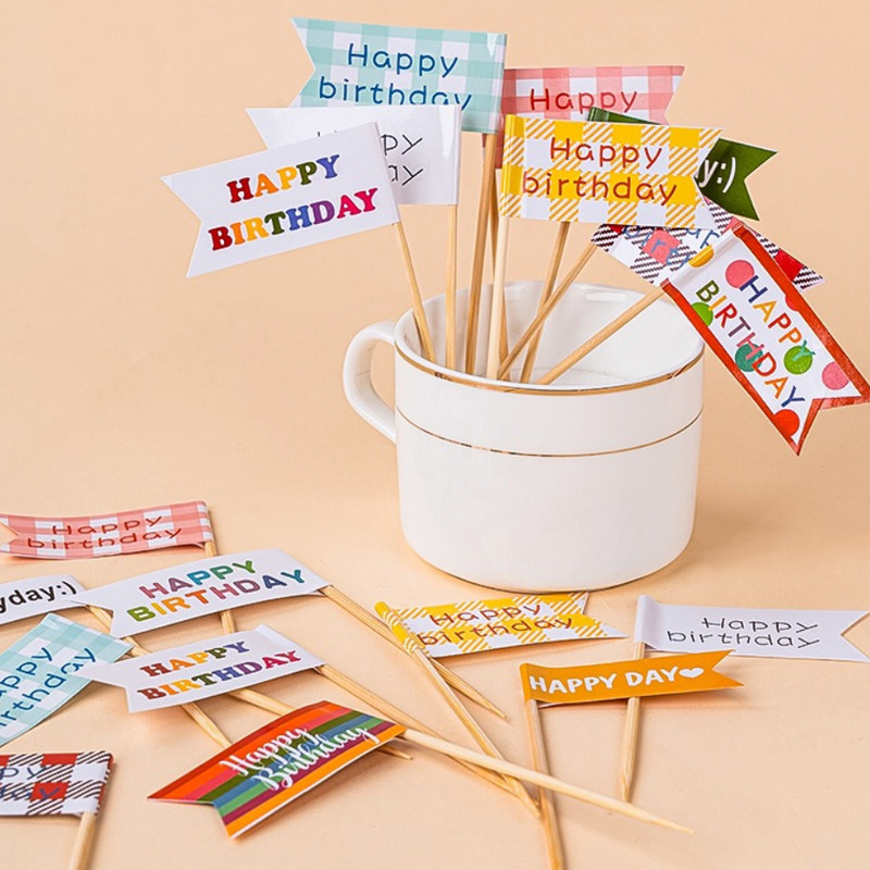 网红ins风生日快乐彩色小插旗蛋糕装饰韩式复古烘焙纸杯插牌插件,节庆用品/礼品,节日装扮用品,淘宝优惠券,粉丝福利购,淘宝优惠卷