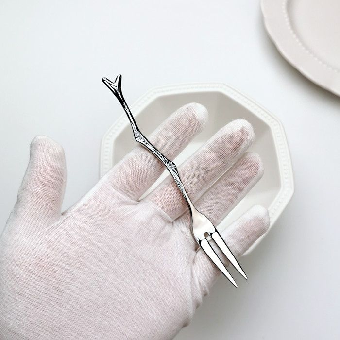 出口精美 18/10不锈钢水果叉子点心叉月饼叉304甜品叉小叉子