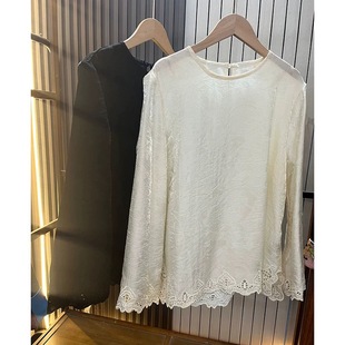 流光溢彩浮光锦刺绣勾花人丝提花打底上衣长袖女衬衫国风新中式潮