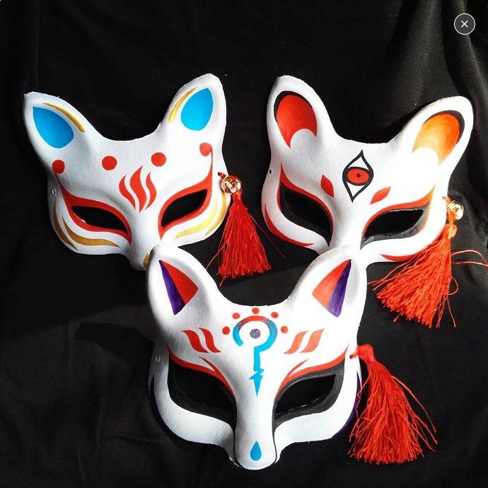 阴阳师cos周边妖狐皮肤风雅之士面具小童儿童 幼儿园小孩佩戴面具