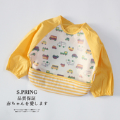 包邮 出口日本宝宝吃饭衣防水罩衣长袖 婴儿围裙反穿围兜食饭兜画画