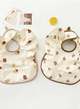 韩国ins婴儿饭兜宝宝围嘴洋气翅膀PU防水辅食吃饭防脏口水兜罩衣