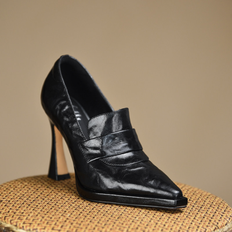 misili 法式复古黑色尖头深口单鞋女粗跟百搭气质高跟鞋,女鞋,深口单鞋,淘宝优惠券,粉丝福利购,淘宝优惠卷