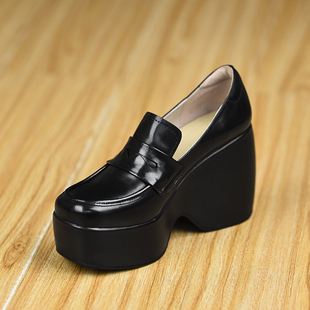 厚底女鞋 misili乐福鞋 新款 2026春秋季 坡跟单鞋 10.3cm一脚蹬高跟鞋