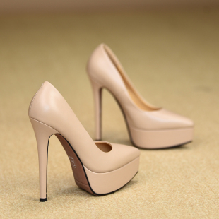 2025秋季 细跟浅口单鞋 新款 高跟鞋 misili 尖头一脚蹬厚底女鞋 14cm