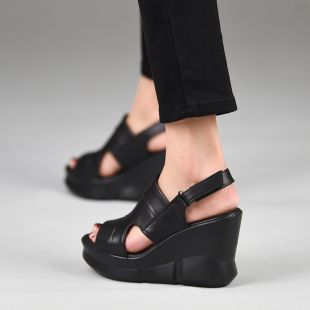 防水台厚底真皮女鞋 misili罗马鱼嘴坡跟凉鞋 10cm高跟鞋 新款 春夏季