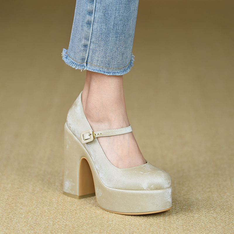 misili防水台圆头玛丽珍单鞋