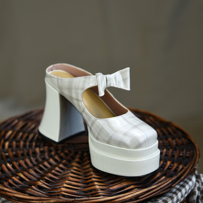 法式包头粗跟厚底凉拖女夏外穿