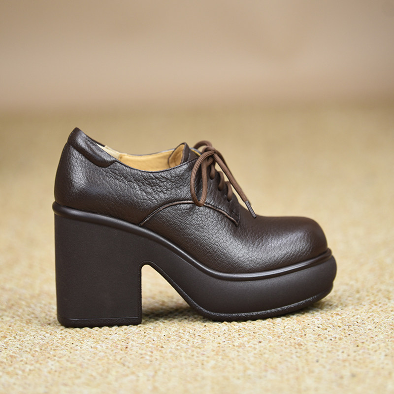 misili英伦风厚底系带单鞋10cm高跟鞋2026春季新款防水台粗跟女鞋,女鞋,深口单鞋,淘宝优惠券,粉丝福利购,淘宝优惠卷