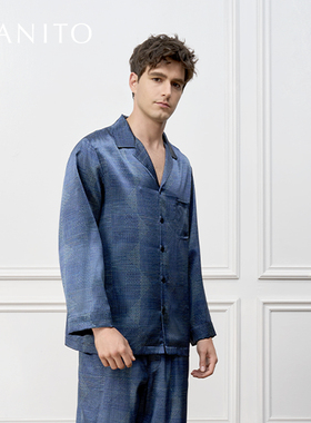 MANITO/曼尼陀Cube 男士家居服套装22姆米桑蚕丝格温印花睡衣