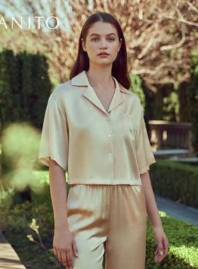 Ehouse 曼尼陀Resort 女士短袖睡衣套装桑蚕丝休闲套装