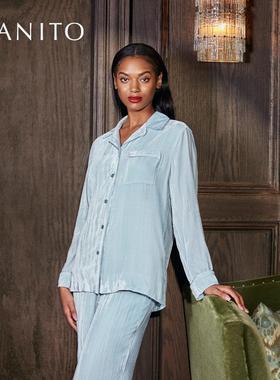 Ehouse/曼尼陀 Pleat女士丝绒套装 家居服套装女秋冬可外穿