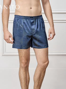MANITO/曼尼陀Cube男士短裤 22姆米桑蚕丝格纹印花短裤睡裤三分裤