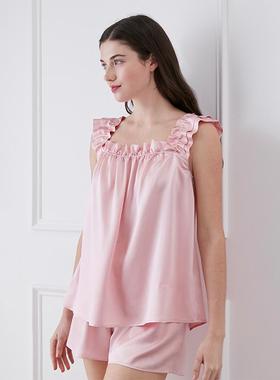 【EHouse】MANITO Angela 花边短套装真丝睡衣吊带荷叶边优雅睡衣