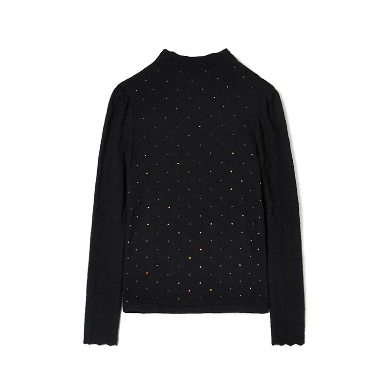 SY0C0003贴钻设计套头上衣微弹打底长袖T恤女12.7冬