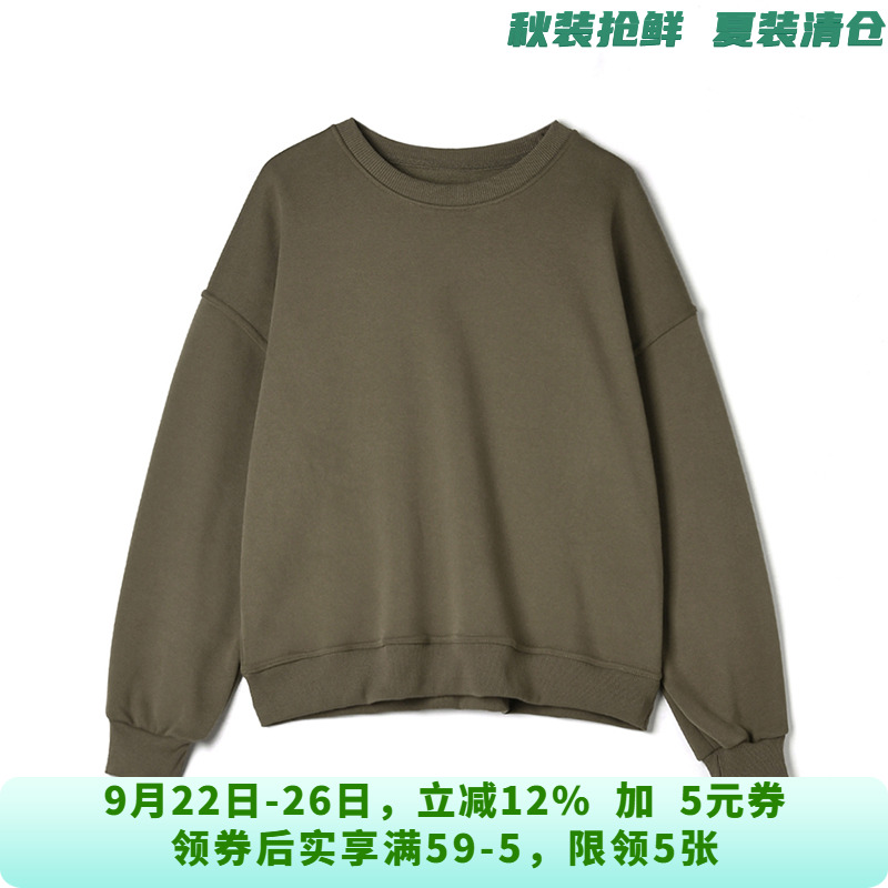 WY0L0009休闲百搭加绒上衣微弹长袖卫衣女10.21冬