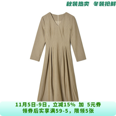 YC0A0020优雅气质中长裙纯色裙子连衣裙女8.20秋