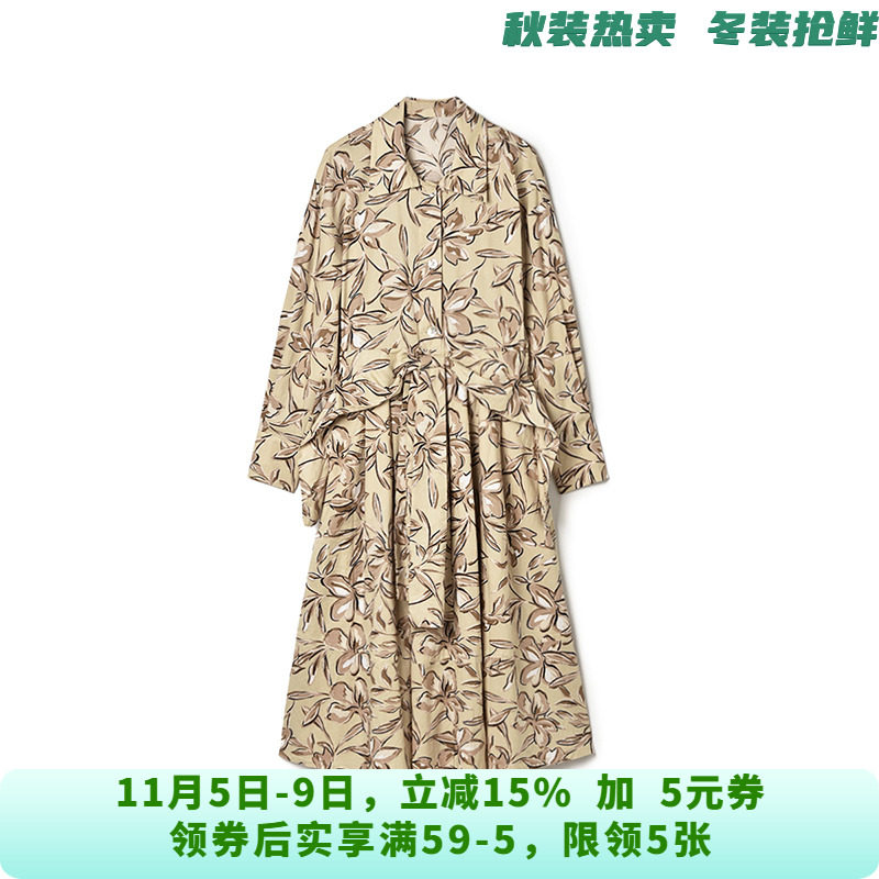 RU0A0038素雅印花中长裙蝙蝠袖裙子连衣裙女9.29秋