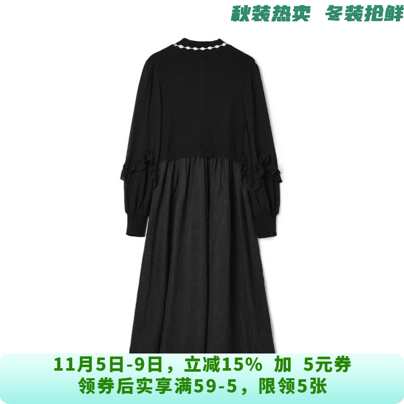 RU0A0055松紧腰中长裙套头长袖裙子连衣裙女9.29秋